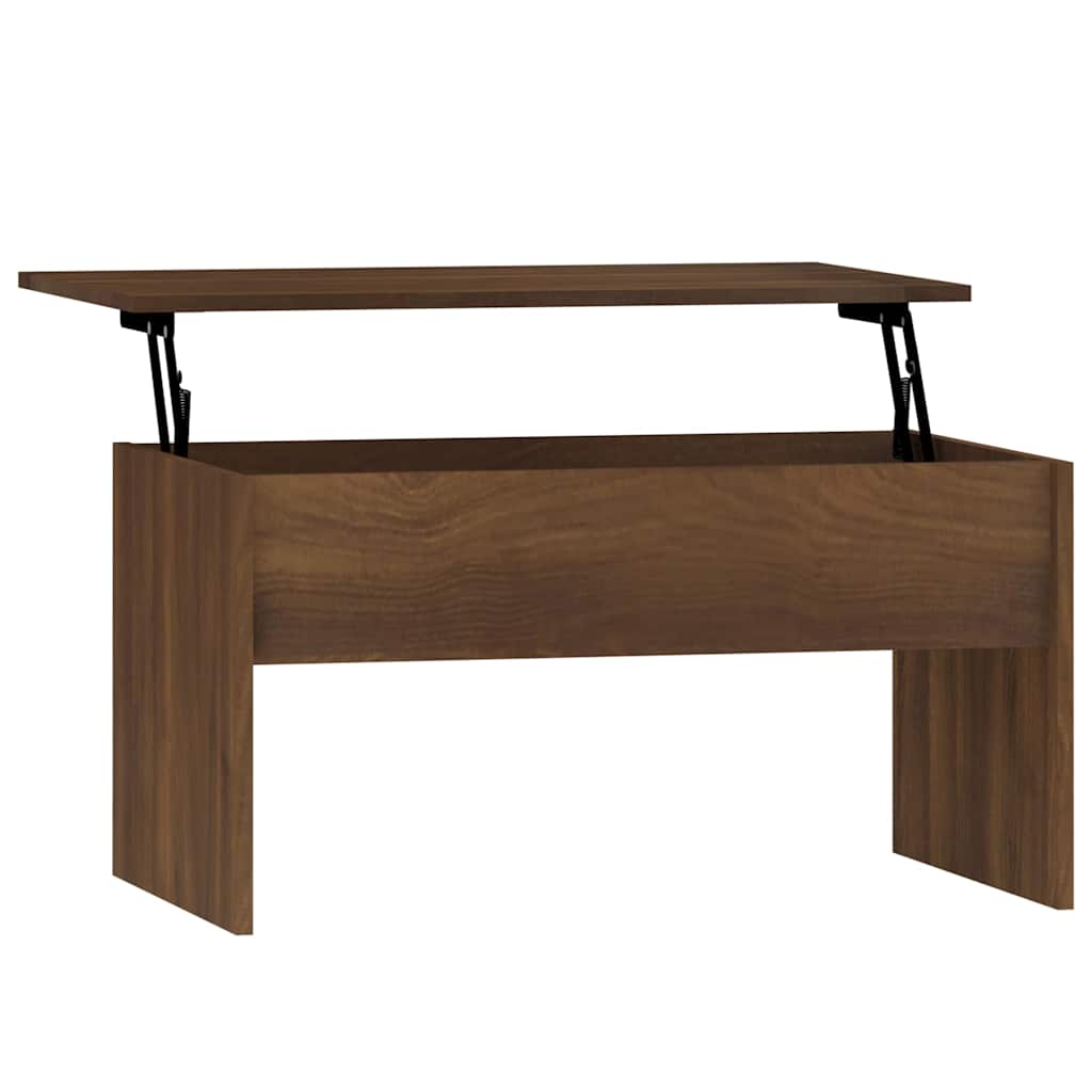 Coffee Table Brown Oak Engineered Wood Medium Height-Adjustable