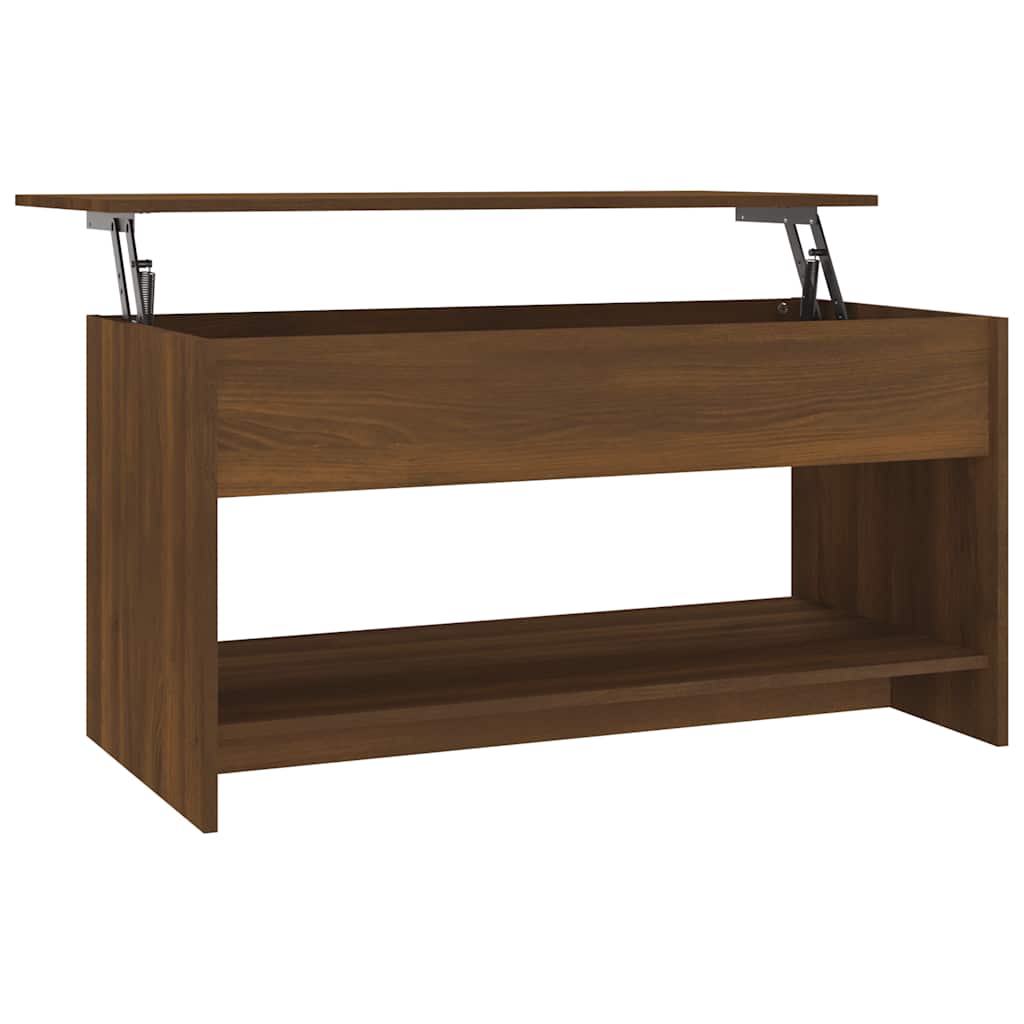 Coffee Table Brown Oak Engineered Wood Medium Storage