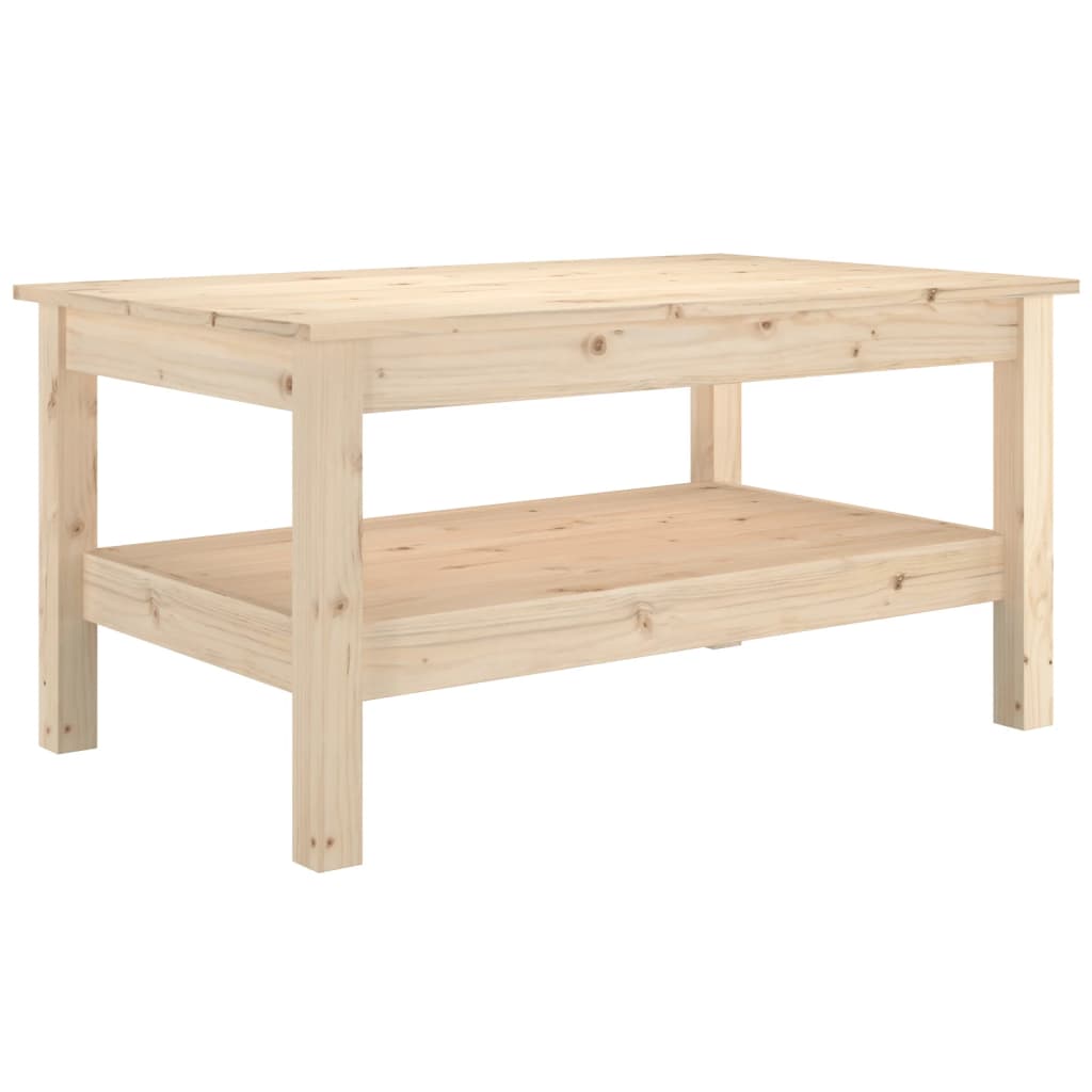 Coffee Table Brown Solid Pine Wood Medium Coffee Table