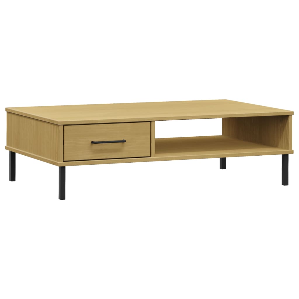 Coffee Table Brown Solid pine wood, metal 39.4 x 21.7 x 11.4 in
