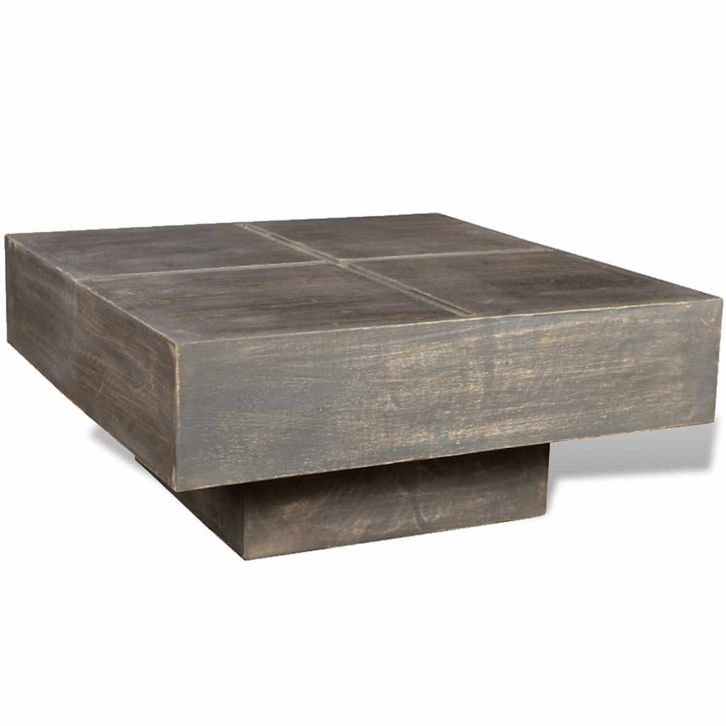 Coffee Table Dark brown Solid mango wood Small Decorative Inlays