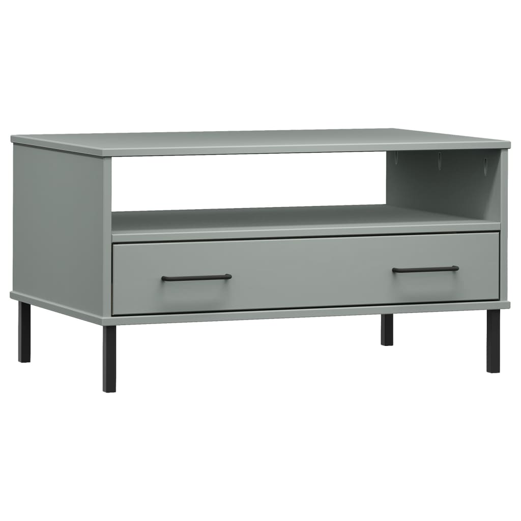 Coffee Table Grey Solid pine wood Medium Storage Coffee Table