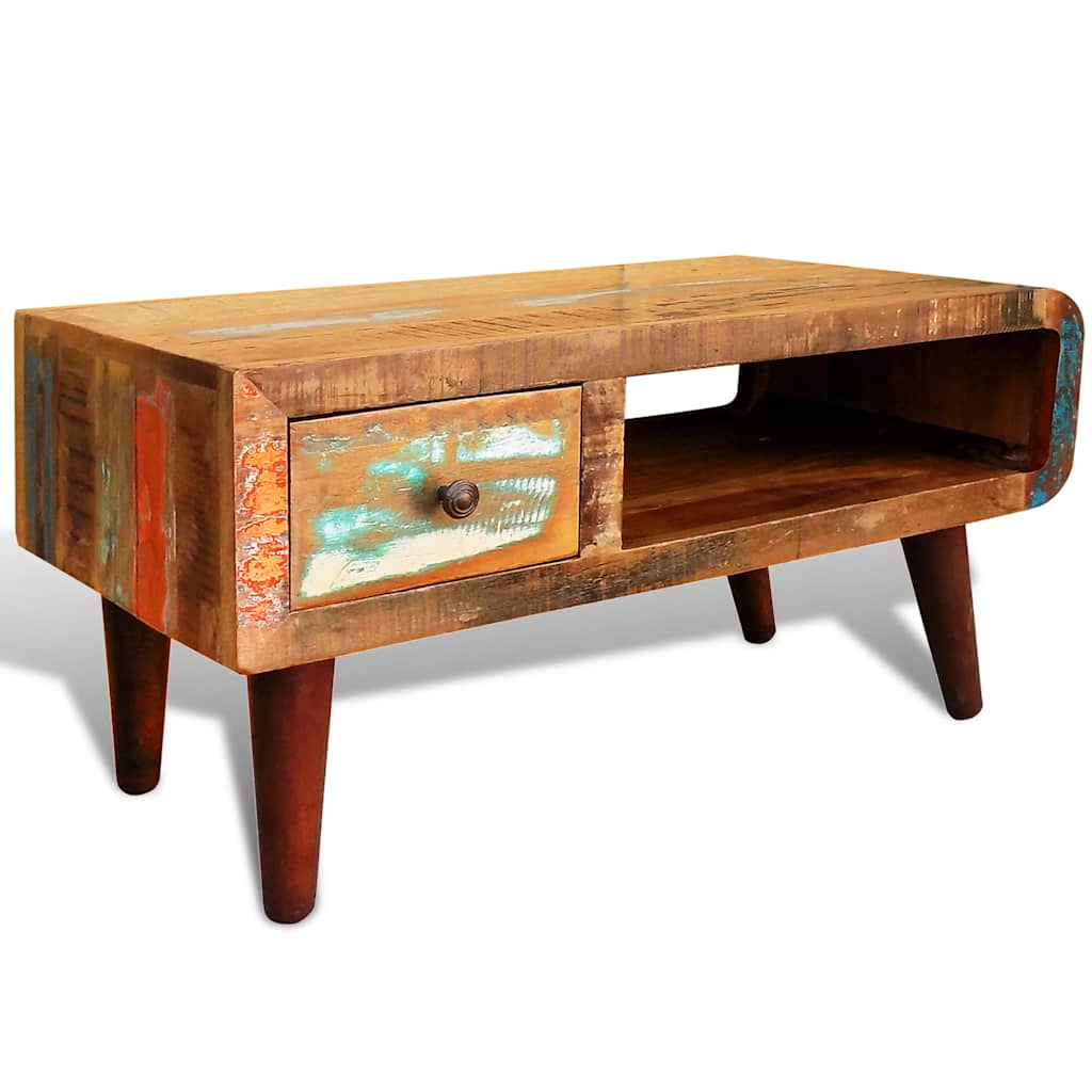 Coffee Table Multicolor Reclaimed solid wood Small Rectangular