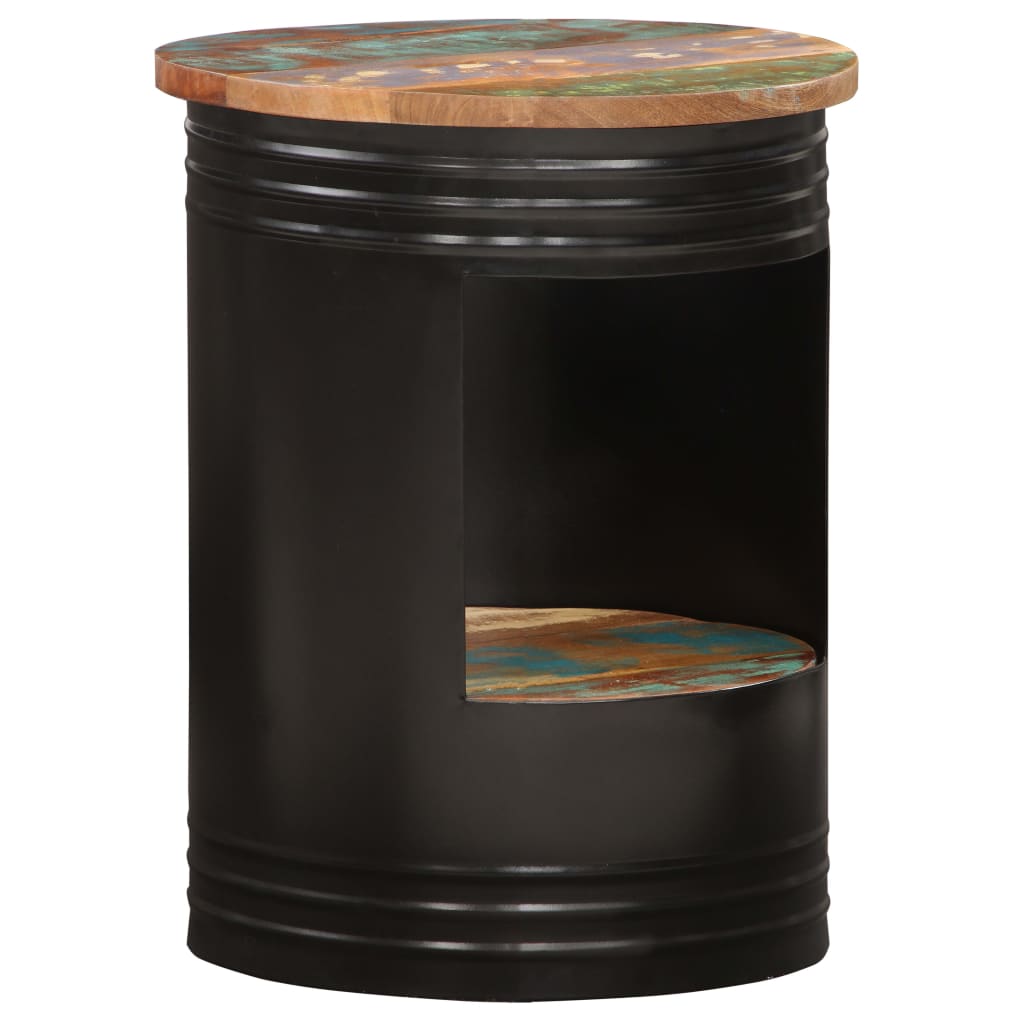 Coffee Table Multicolor Solid Reclaimed Wood, Powder-Coated Steel