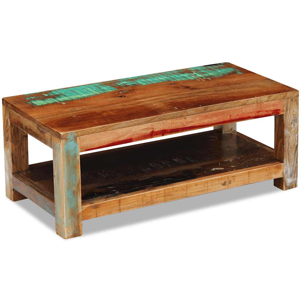 Coffee Table Multicolored with natural, teal, and red tones