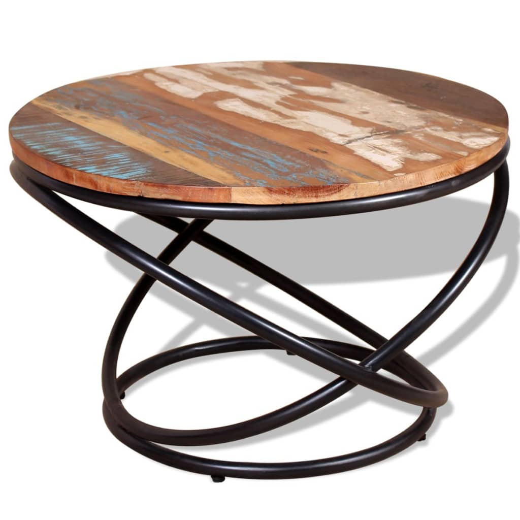 Coffee Table Multicolour Solid reclaimed wood top and iron tubes