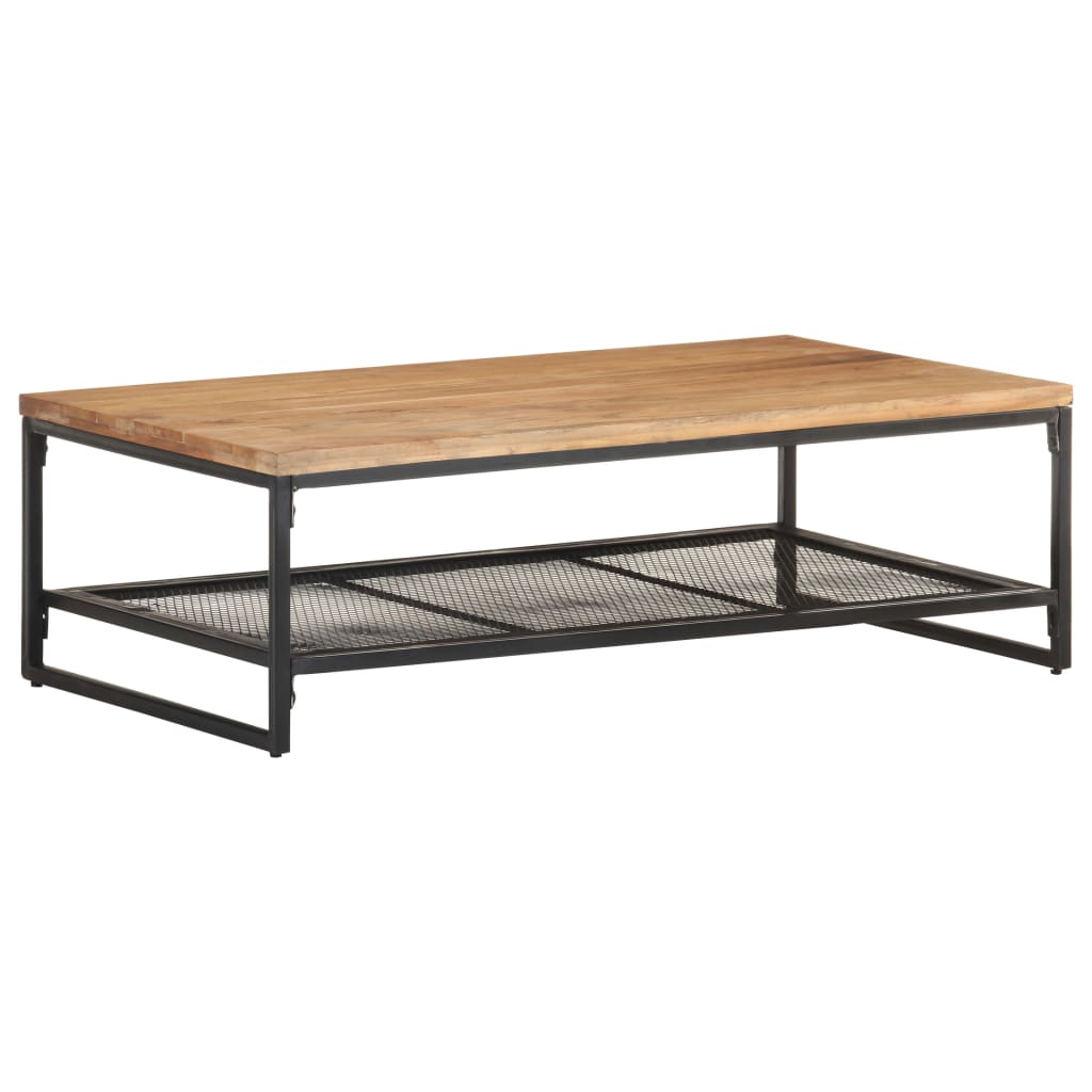 Coffee Table Natural Solid Acacia wood Medium Storage