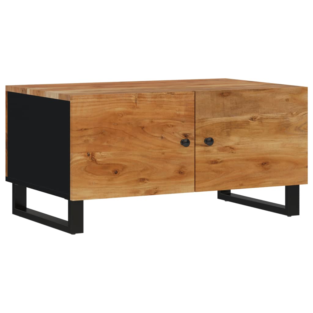 Coffee Table Natural wood and black Solid acacia wood Medium
