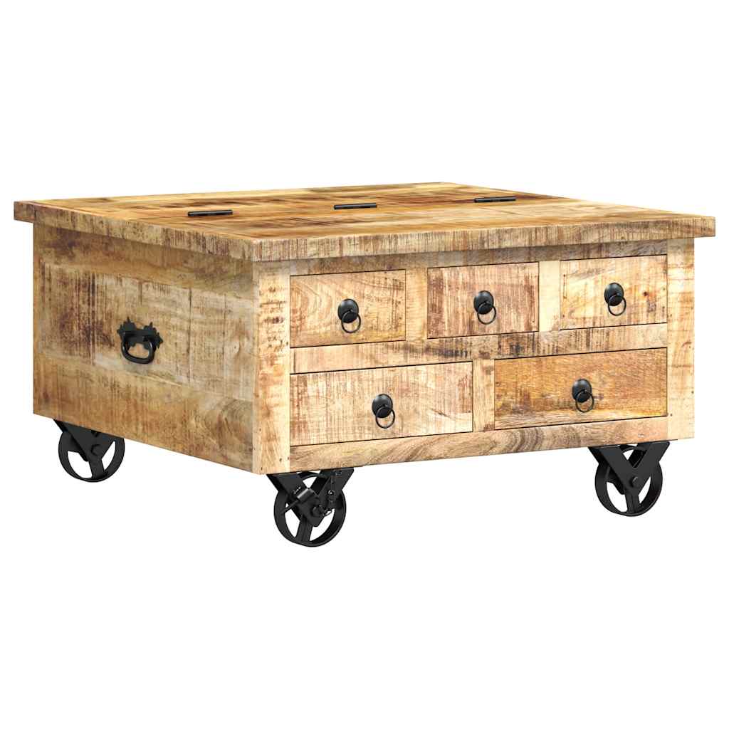 Coffee Table Rough Mango Wood Brown Solid Rough Mango Wood Medium