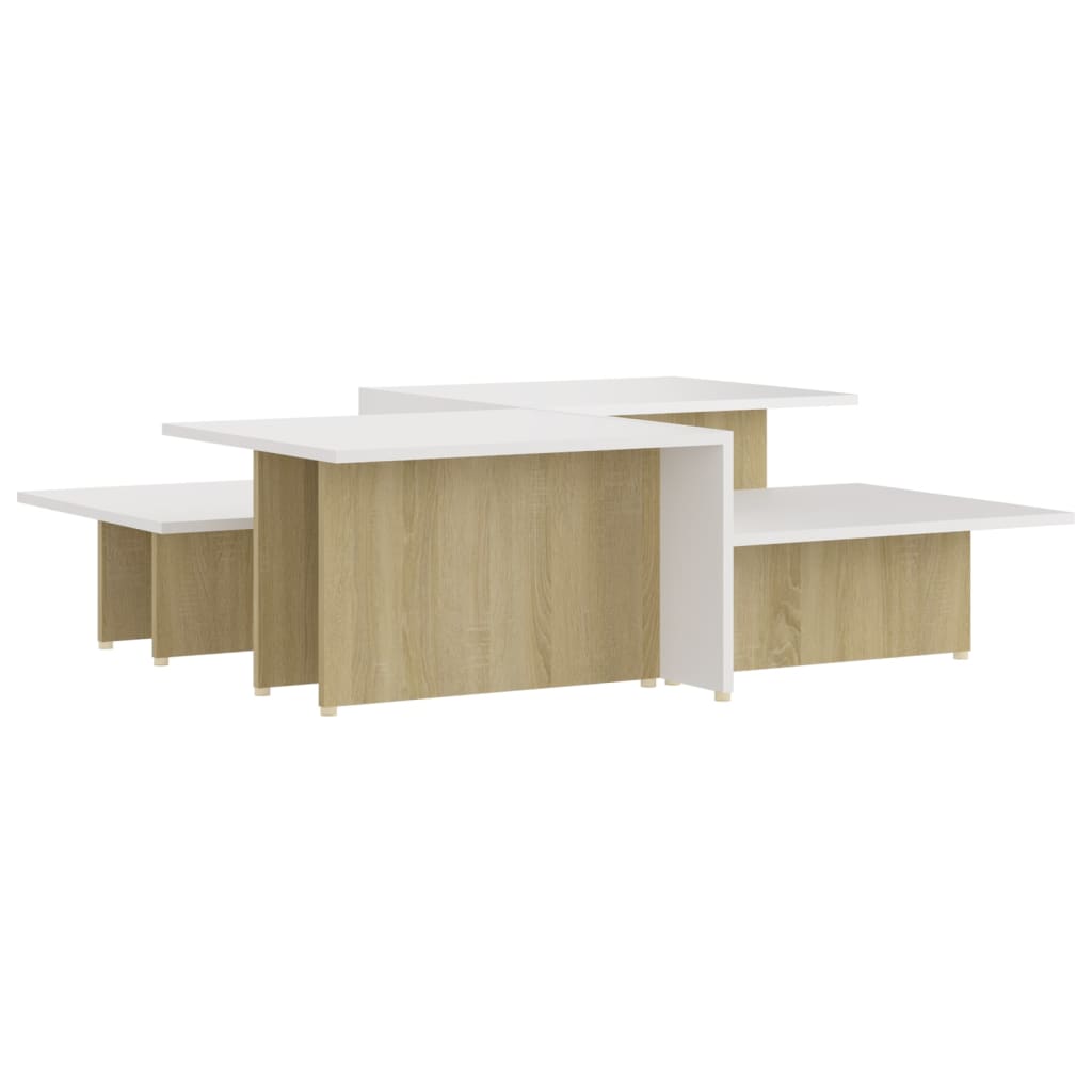 Coffee Table Set of 2 Sonoma oak and white Engineered wood Medium