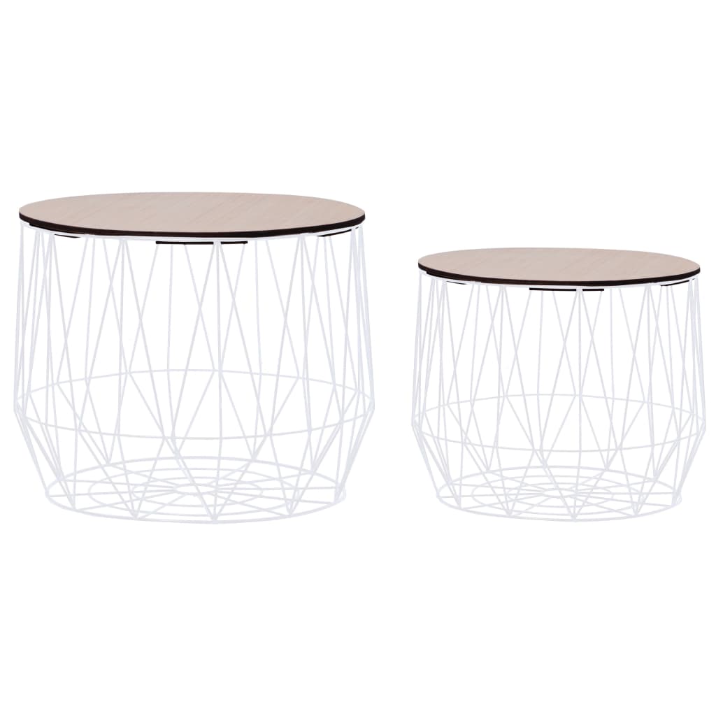 Coffee Table Set of 2 White Metal, plywood Medium Storage