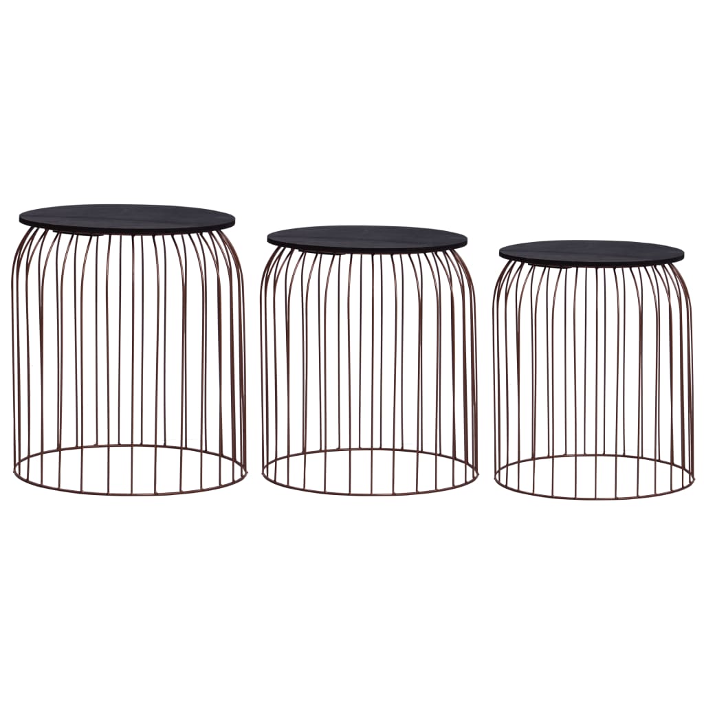 Coffee Table Set of 3 Copper MDF Small Stackable Coffee Table