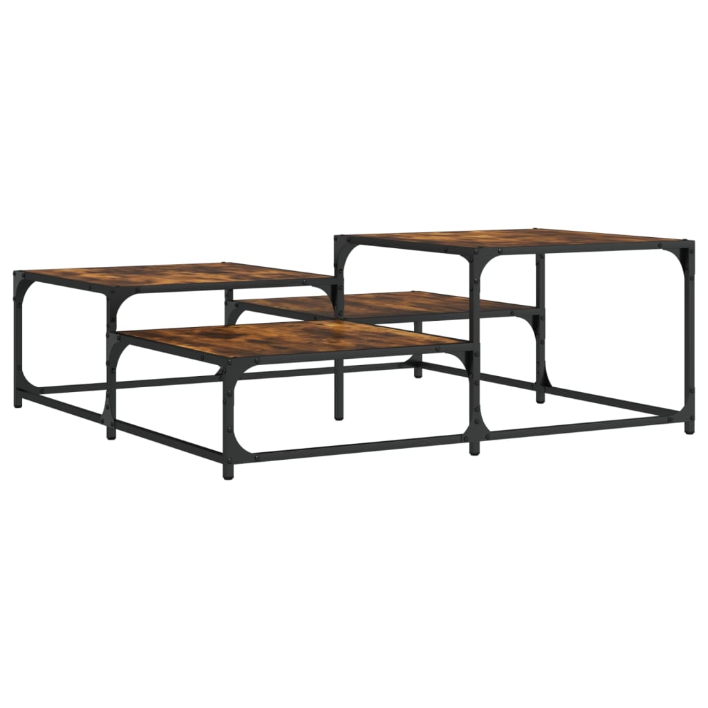Coffee Table Smoked Oak Engineered Wood and Metal Medium