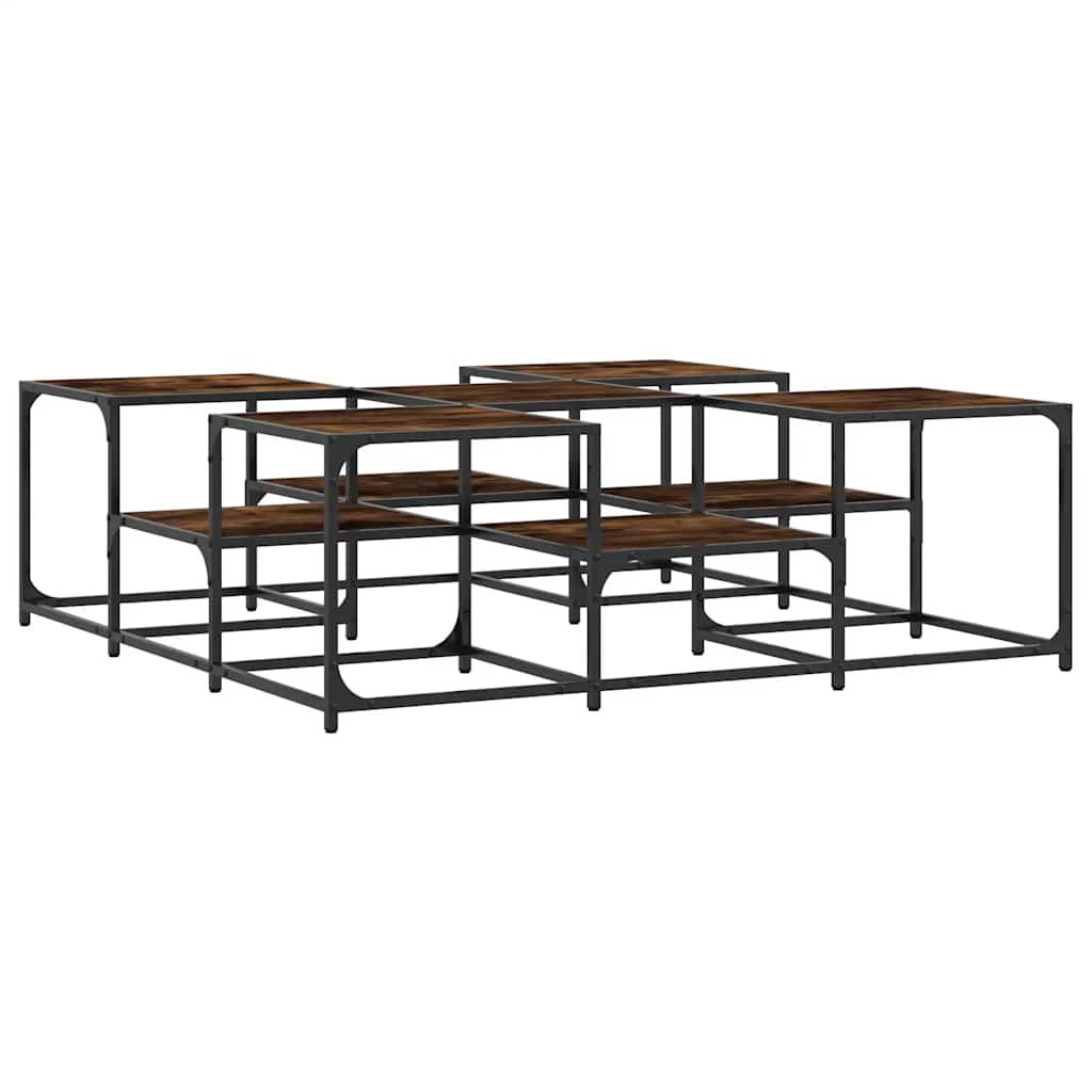 Coffee Table Smoked Oak Engineered Wood Large Adjustable Feet