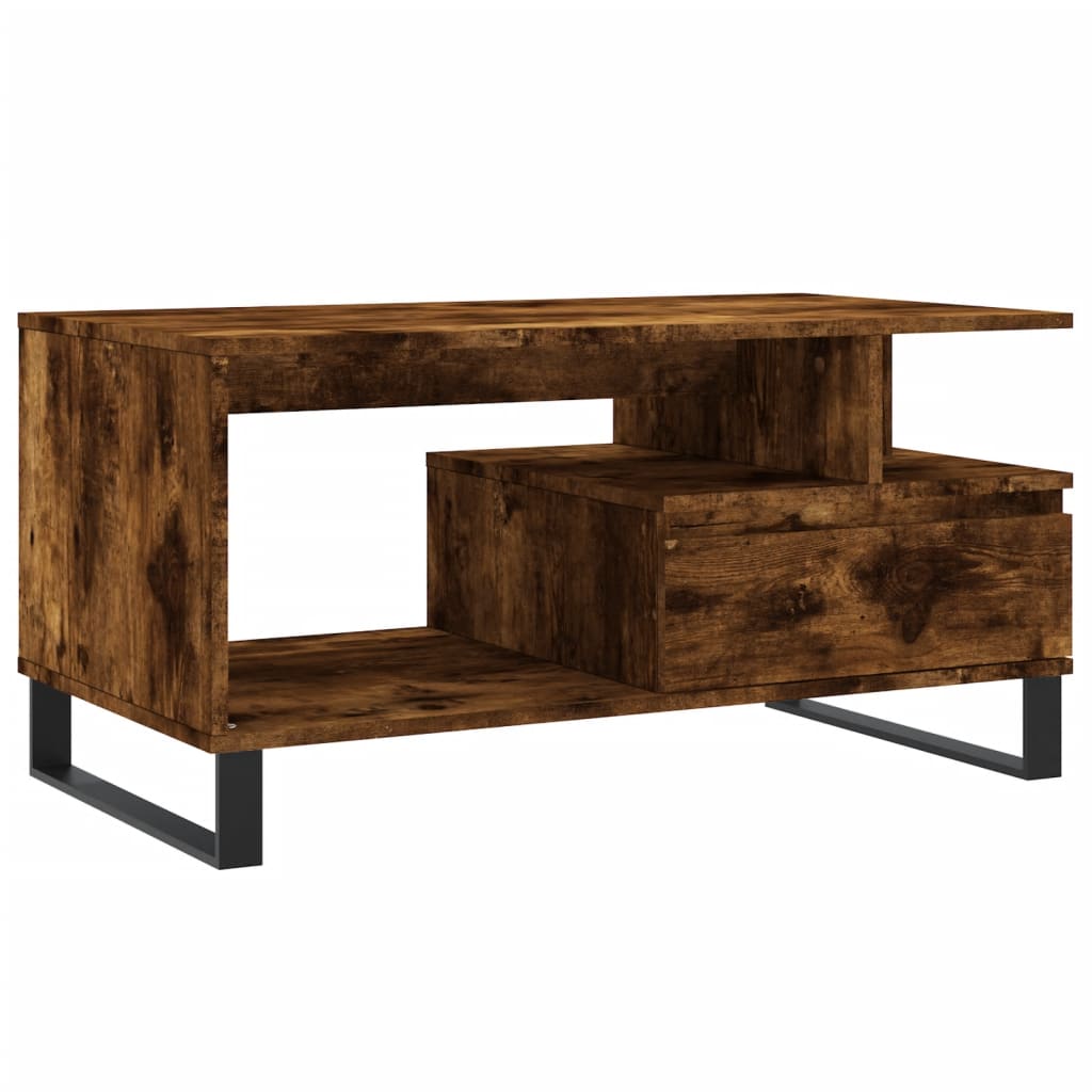 Coffee Table Smoked Oak Engineered Wood Medium Coffee Table