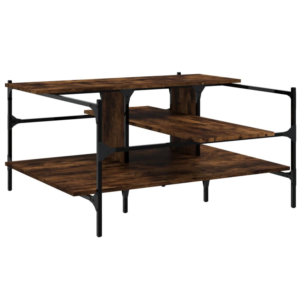 Coffee Table Smoked Oak Engineered Wood, Powder-Coated Steel Small