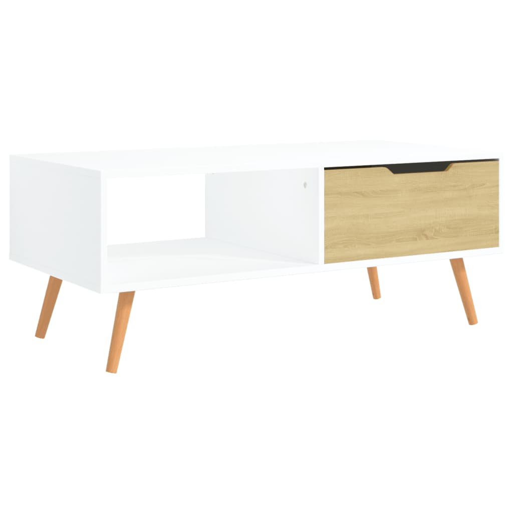 Coffee Table White and sonoma oak Engineered wood, MDF Medium