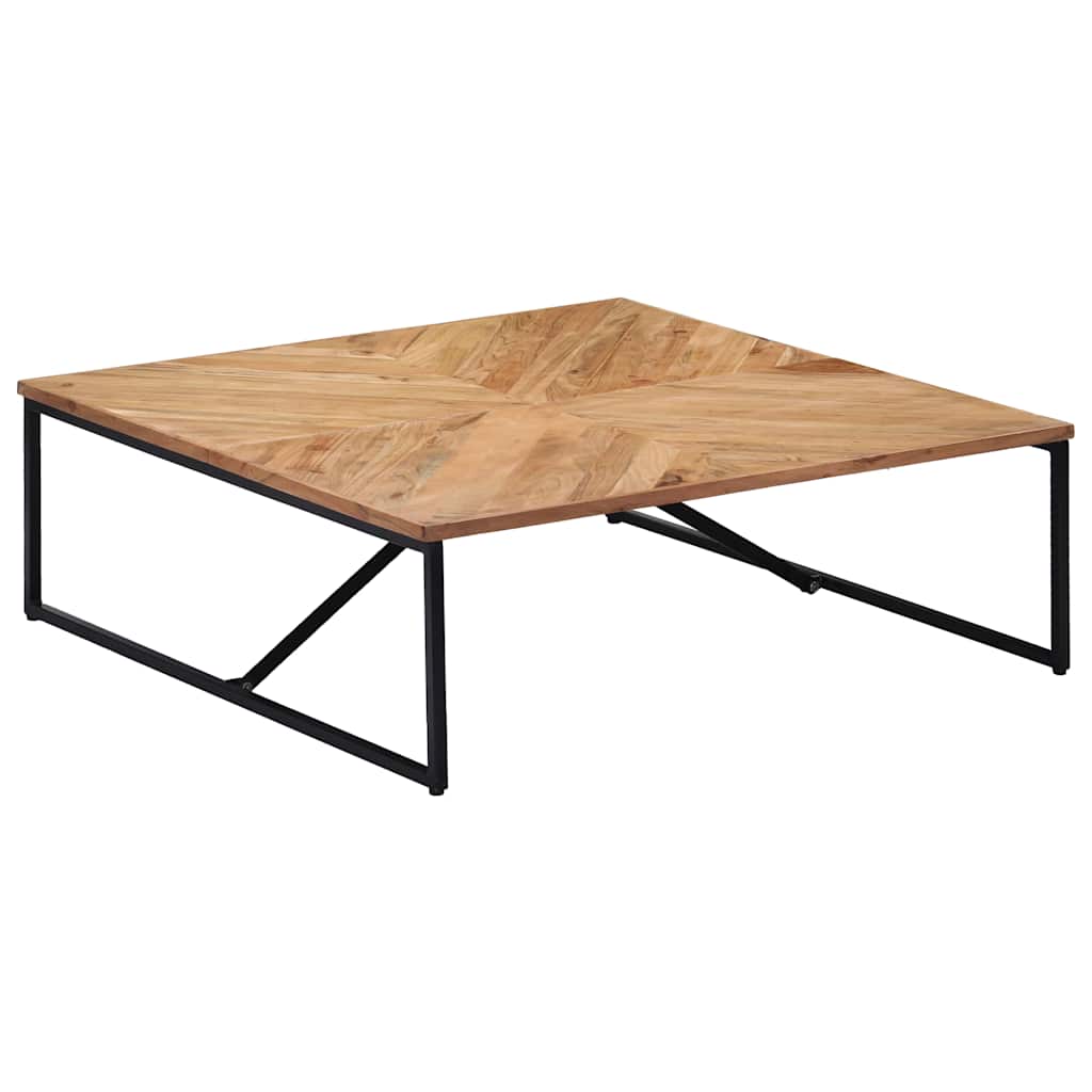 Coffee Table White, Brown Solid Acacia wood 43.3 x 43.3 x 14 in