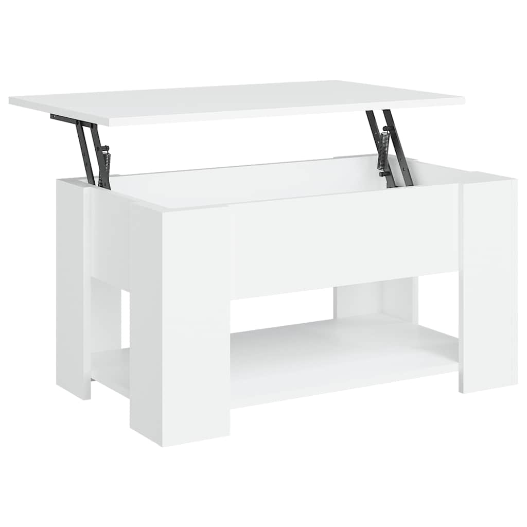 Coffee Table White Engineered Wood Medium Height-Adjustable