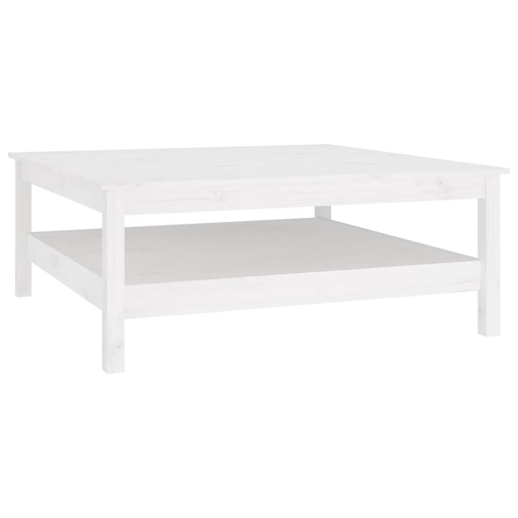 Coffee Table White Solid Pine Wood Large Coffee Table Square