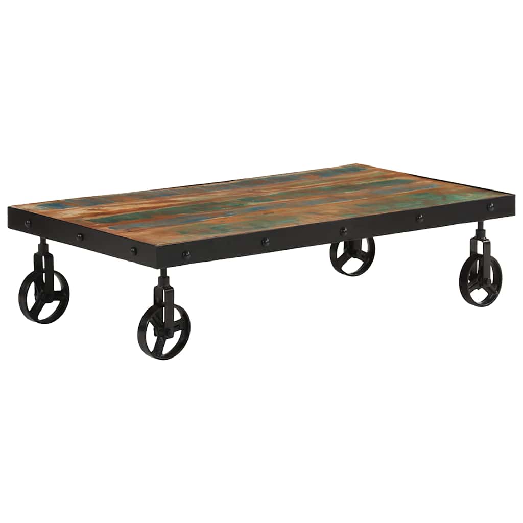 Coffee Table with Wheels Solid Reclaimed Wood 39.4