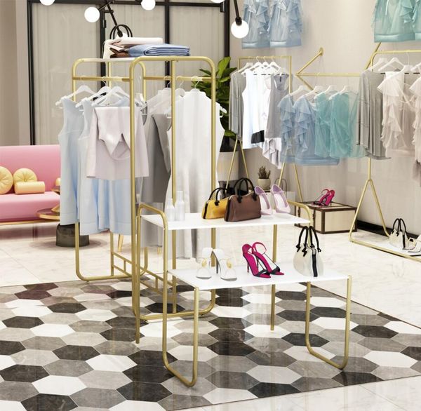 Commercial floor-standing furniture racks for kids' clothing, bags, shoes, and cosmetics display