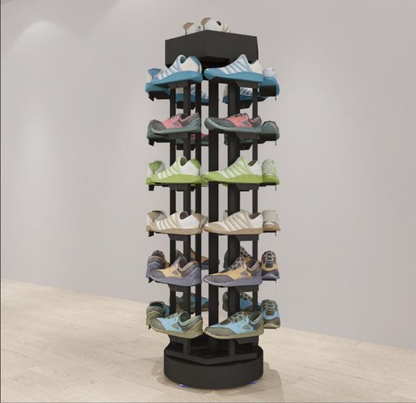 Commercial floor-standing shoe racks for retail stores, multi-tiered iron shelving for clothing display