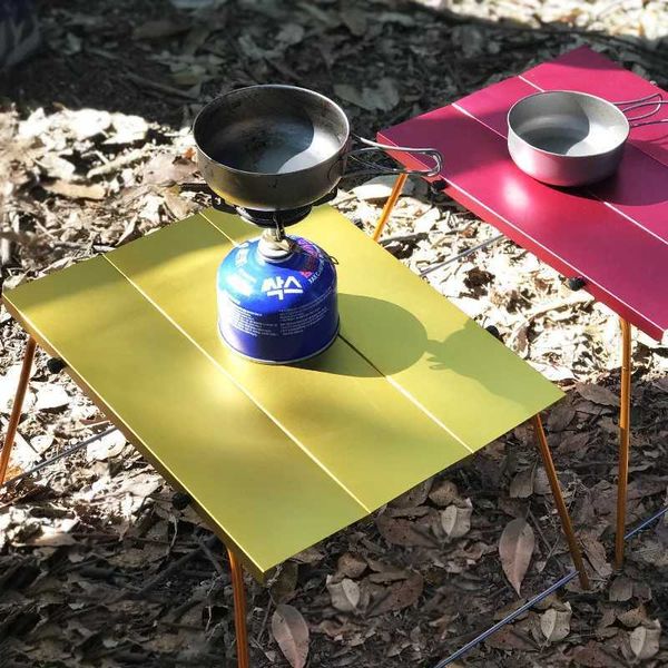 Compact aluminum camping table for outdoor travel and picnics