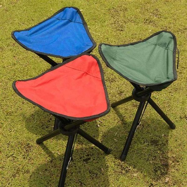 Compact folding triangle chair perfect for outdoor activities like fishing, camping, and park outings with family