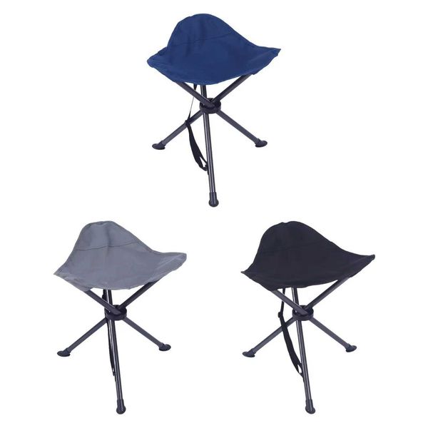 Compact folding tripod stool with shoulder straps for portable seating on outdoor adventures like beach trips, hiking, or patio use