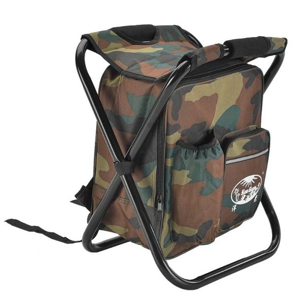 Compact outdoor folding chair for camping and fishing, portable with backpack storage