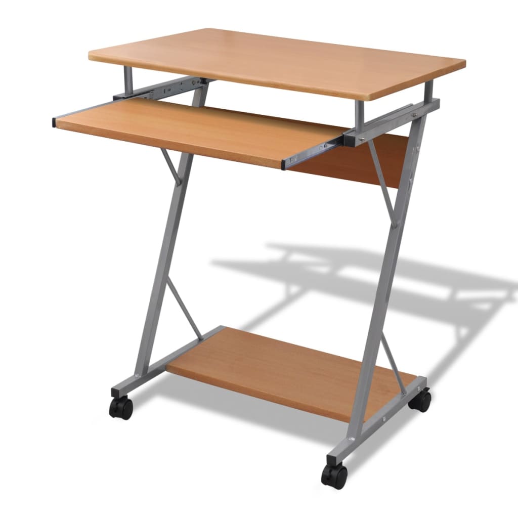 Computer Desk Brown Particle Board Compact Sliding Components