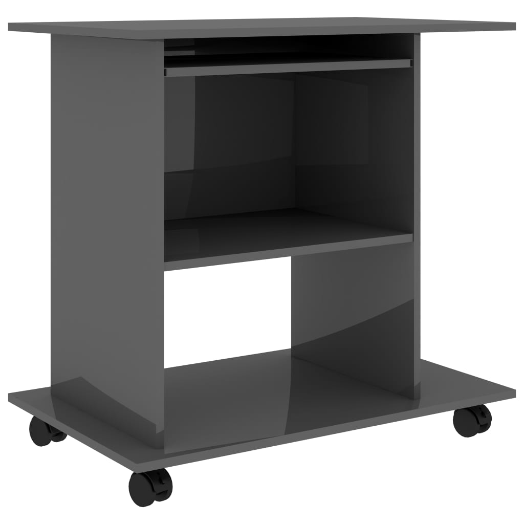 Computer Desk High gloss grey Engineered wood Compact