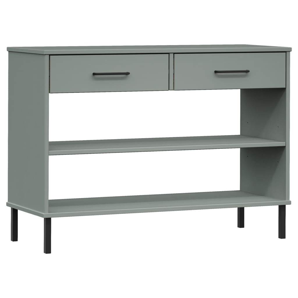 Console Cabinet Grey Solid pine wood, Metal Medium Cabinet