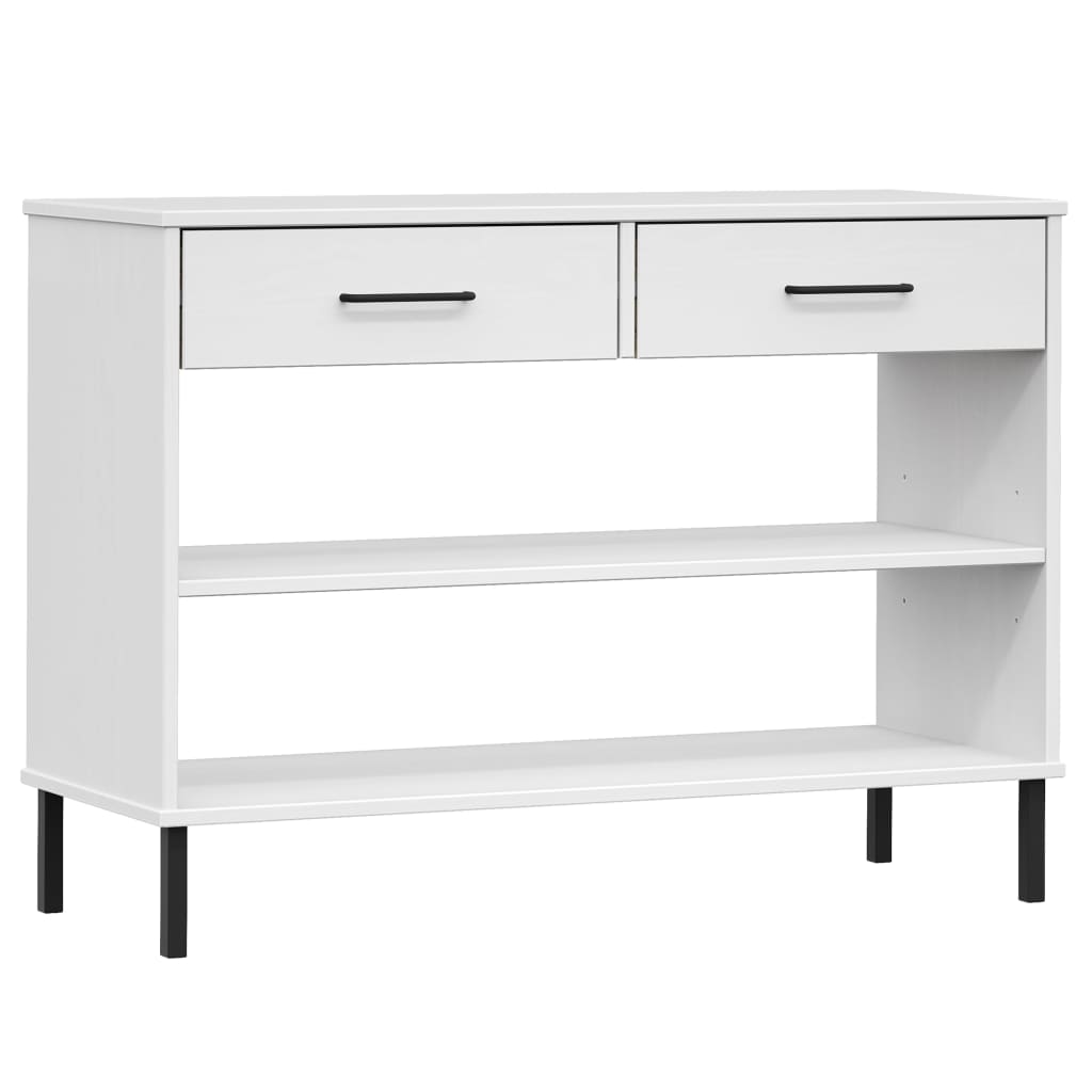 Console Cabinet White Solid Pine Wood Medium Console Cabinet