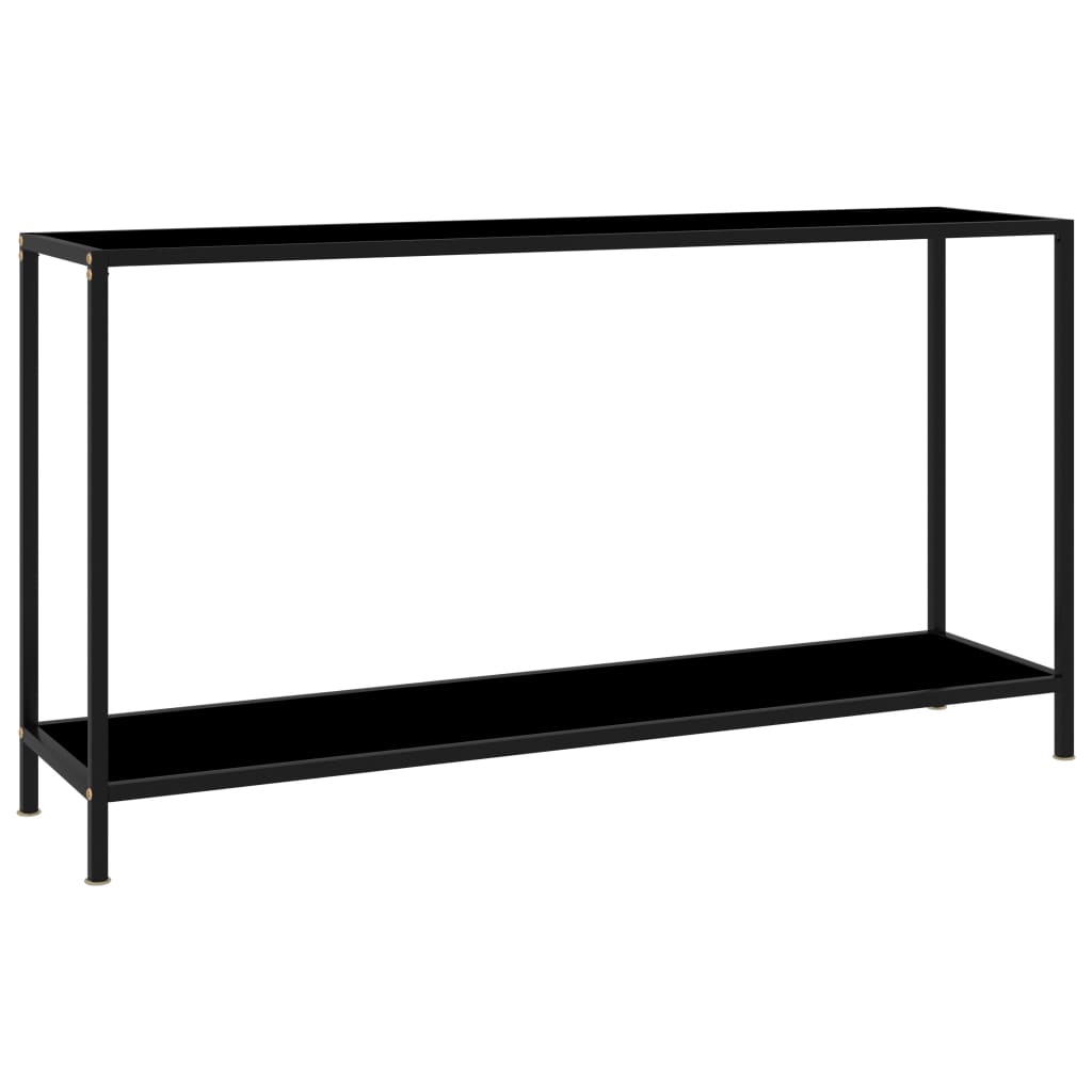 Console Table Black 55.1"x13.8"x29.5" Tempered Glass