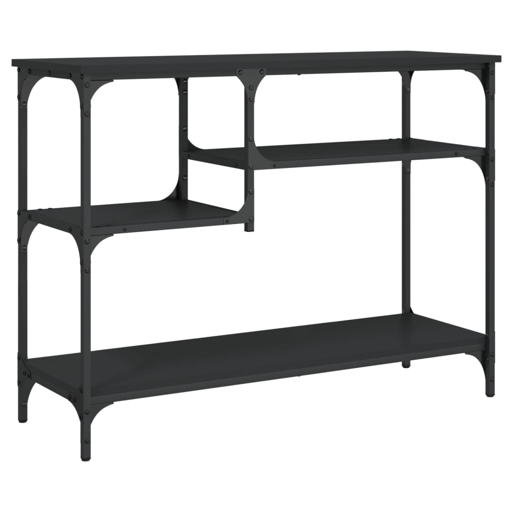 Console Table Black Engineered wood, Metal Adjustable Feet