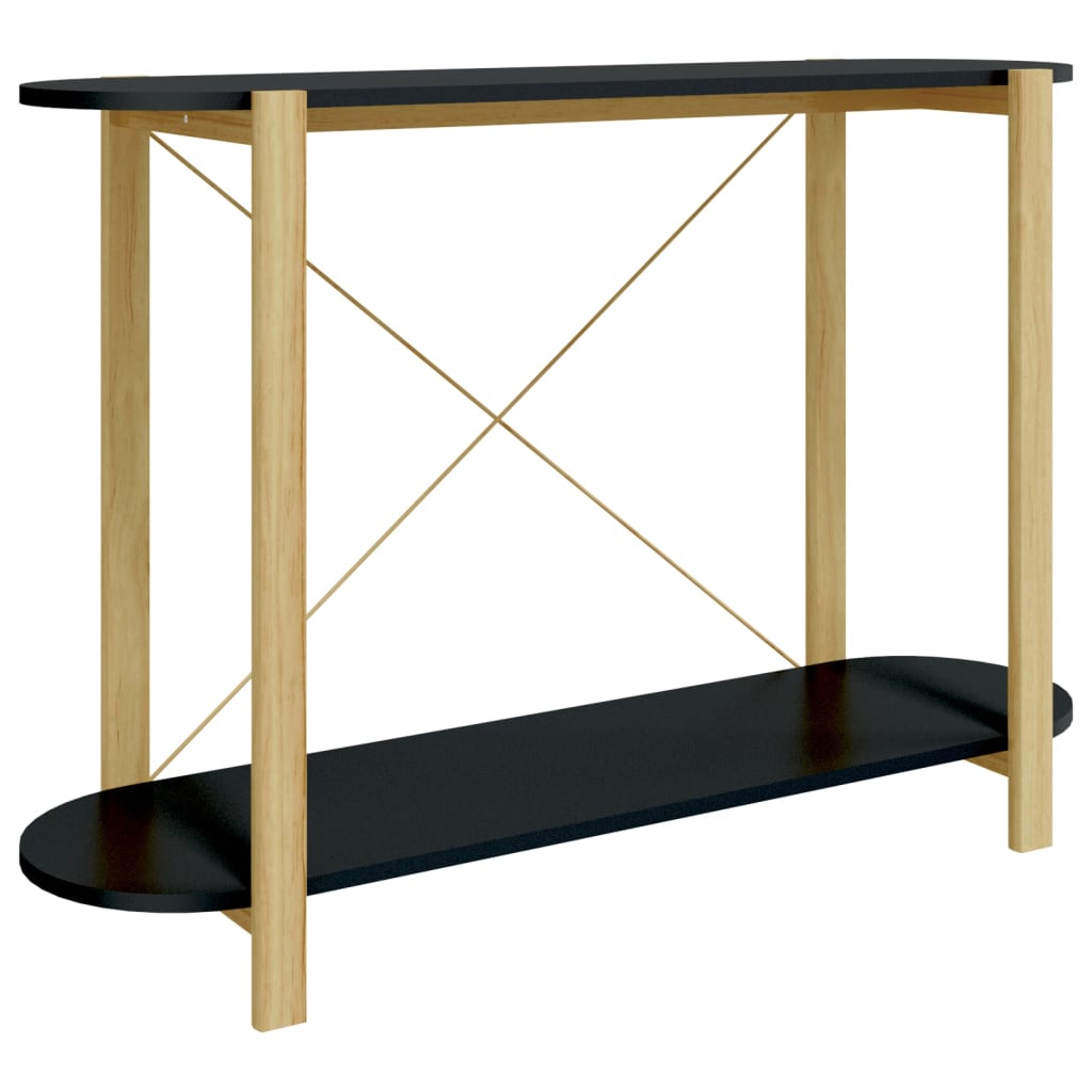 Console Table Black Engineered wood, Solid pine wood, Metal Medium