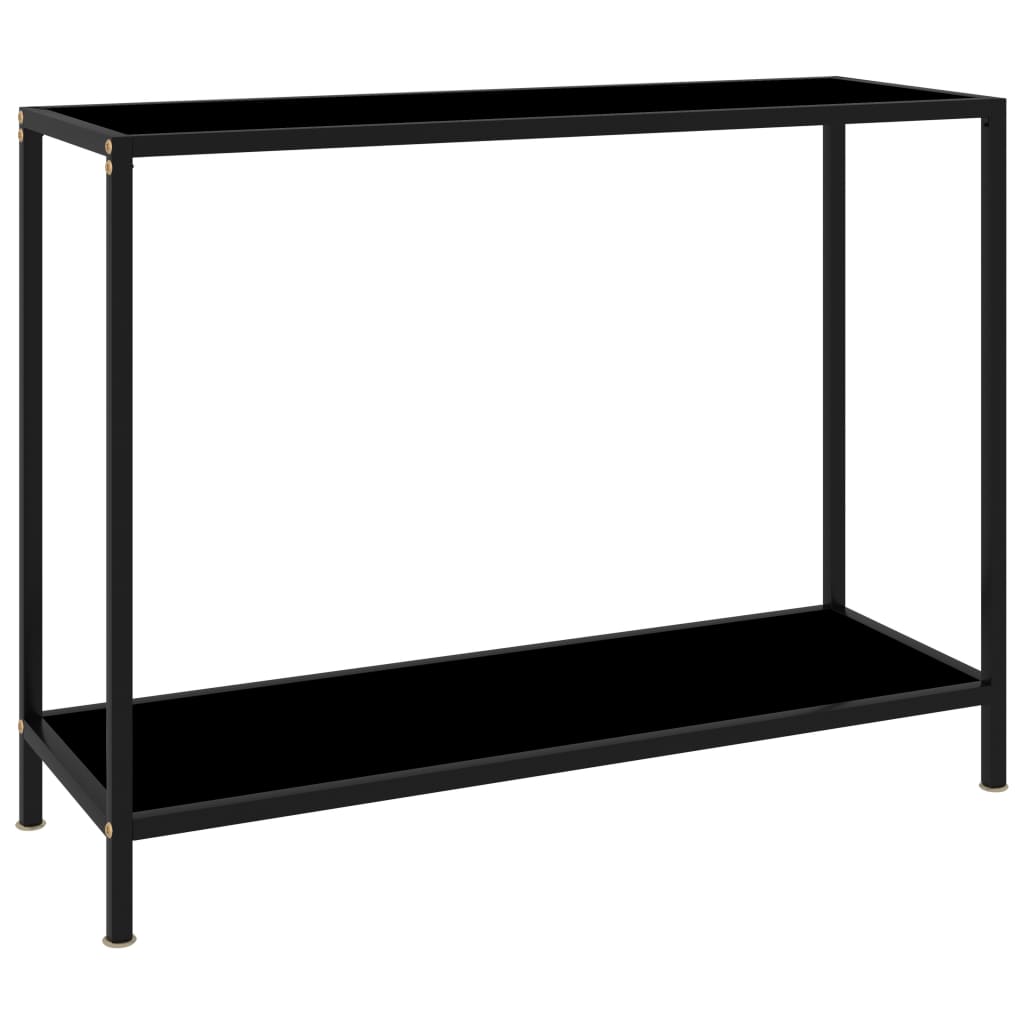 Console Table Black Tempered Glass, Powder-Coated Steel