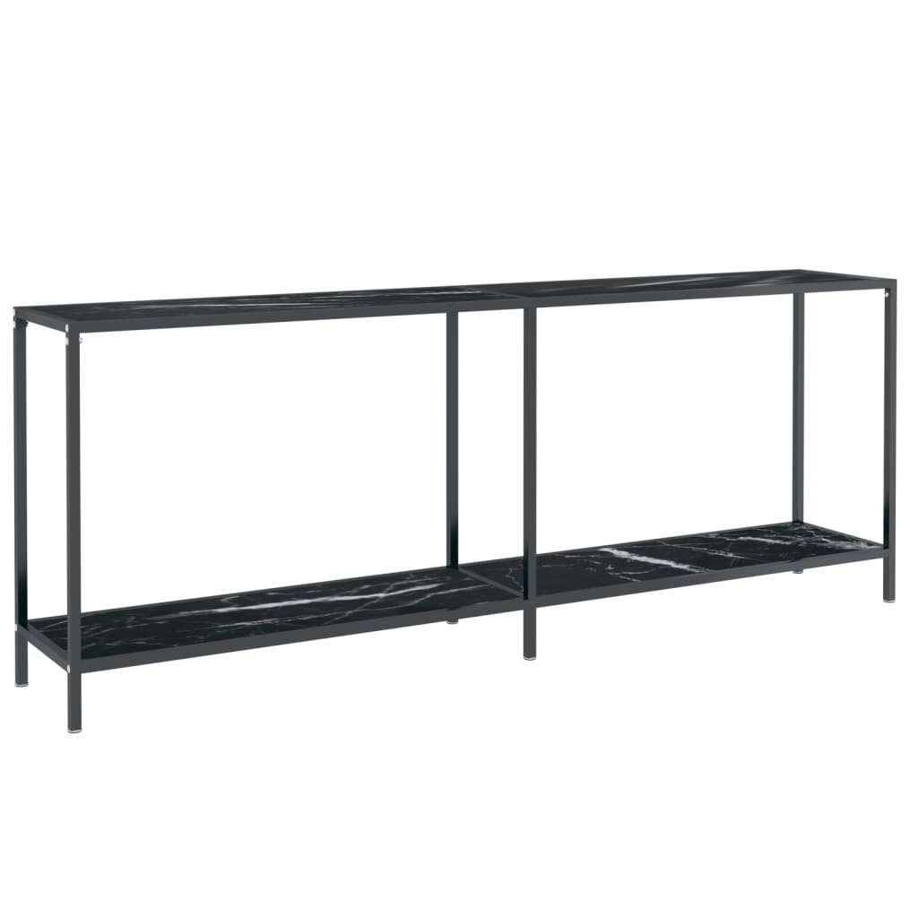 Console Table Black Tempered glass, Powder-coated steel Large