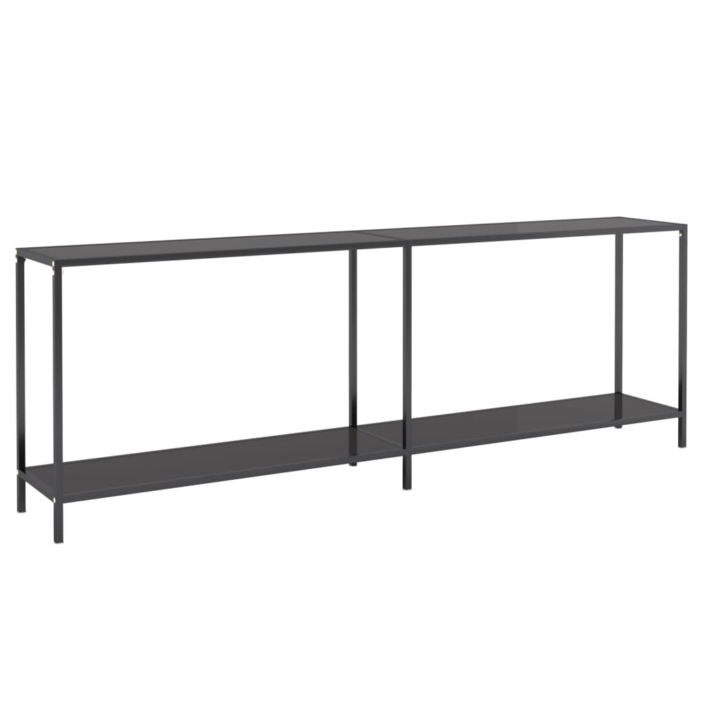 Console Table Black Tempered Glass, Powder-Coated Steel Large