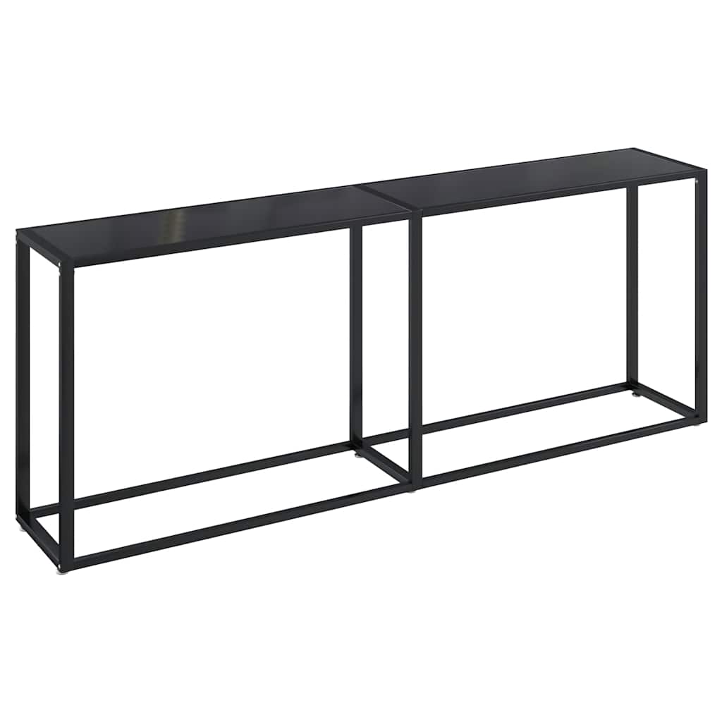 Console Table Black Tempered Glass, Powder-Coated Steel Large
