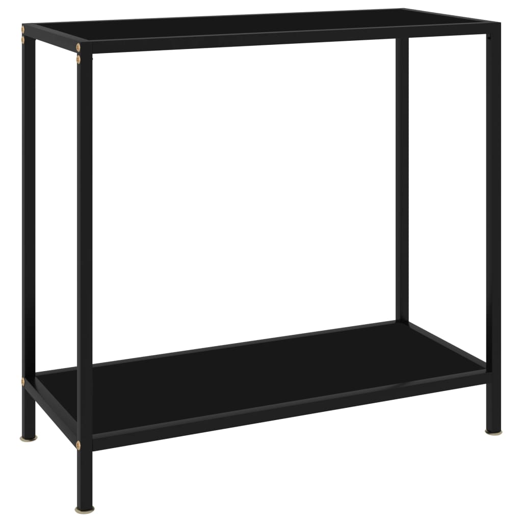 Console Table Black Tempered Glass & Powder-Coated Steel Medium