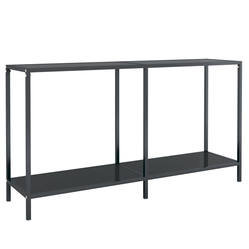 Console Table Black Tempered Glass, Powder-Coated Steel Standard