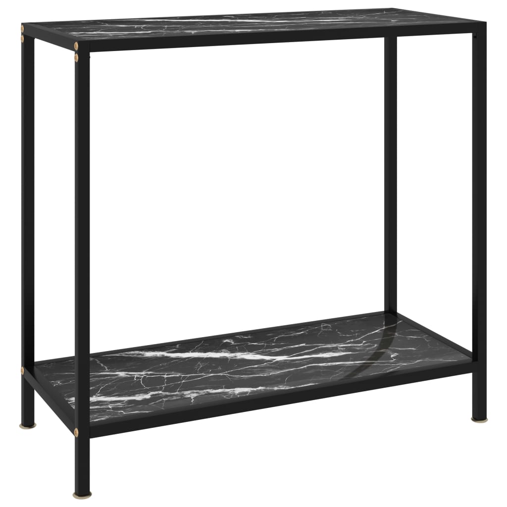 Console Table Black Tempered glass, powder-coated steel
