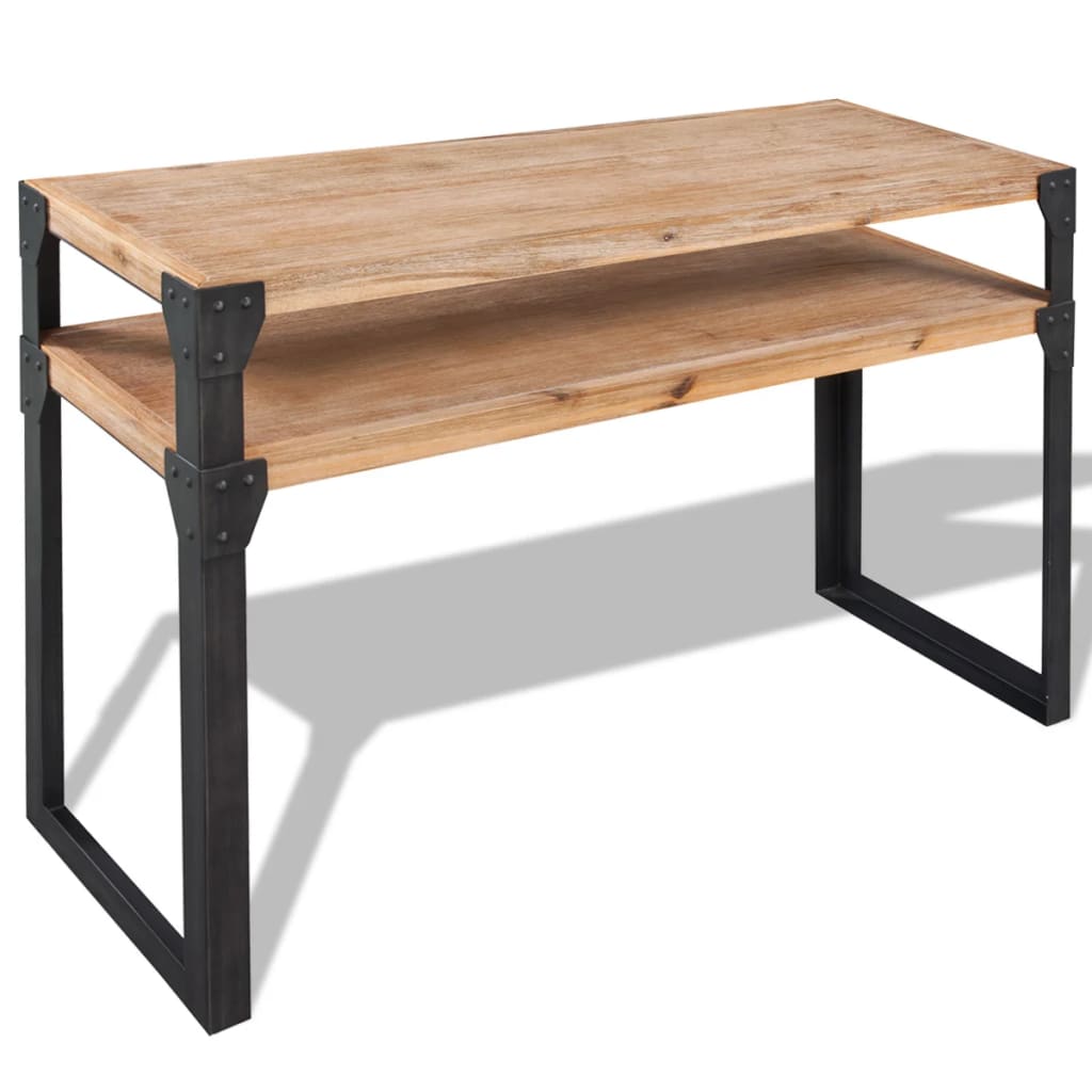Console Table Brown and Black 100% Solid Acacia Wood and Steel