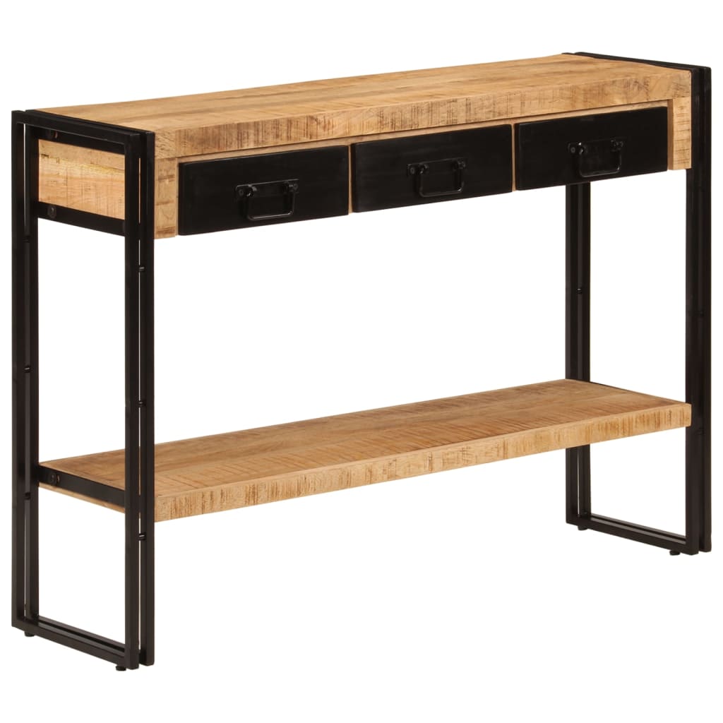 Console Table Brown and Black Solid Mango Wood, Iron Medium