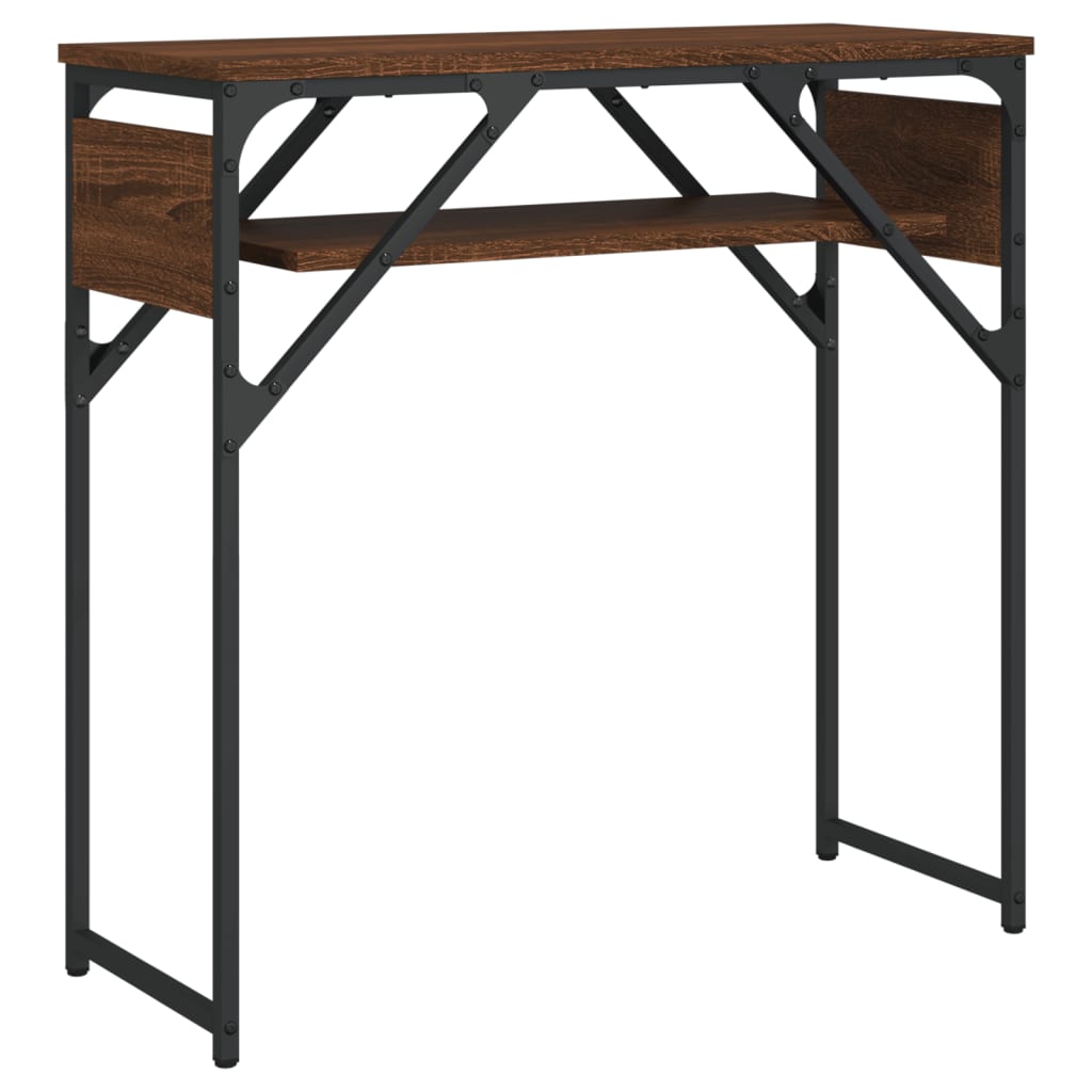 Console Table Brown Oak Engineered wood, Metal 29.5x11.8x29.5 in