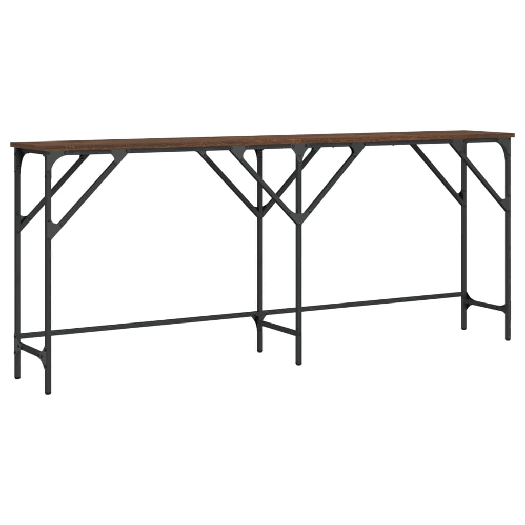 Console Table Brown Oak Engineered Wood, Metal Adjustable Feet
