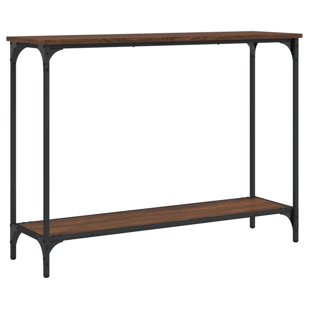 Console Table Brown Oak Engineered Wood, Metal Medium